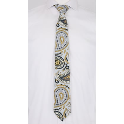 Henk ter Horst Krawatte | Paisley-Juwelen-Print | Grau, Gold & Schwarz