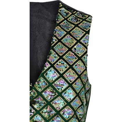 Kaufen Sie Henk ter Horst Feestgilet jacquard diamantpatroon pailletten iriserend glanzend glitter waistcoat smokinggilet Petrol für nur 99,95 € bei Henk ter Horst fashion