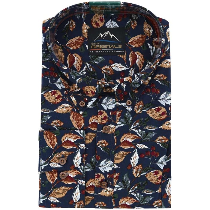 Kaufen Sie GCM Hemd dunkelblau Blätternmuster für nur € 34,95 bei Henk ter Horst fashion