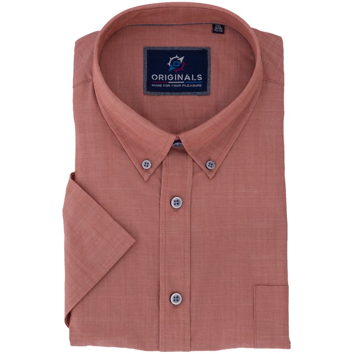 Kaufen Sie GCM Originals Big Man Hemd Kurzarm Leinenlook Lachs für nur  bei Henk ter Horst fashion
