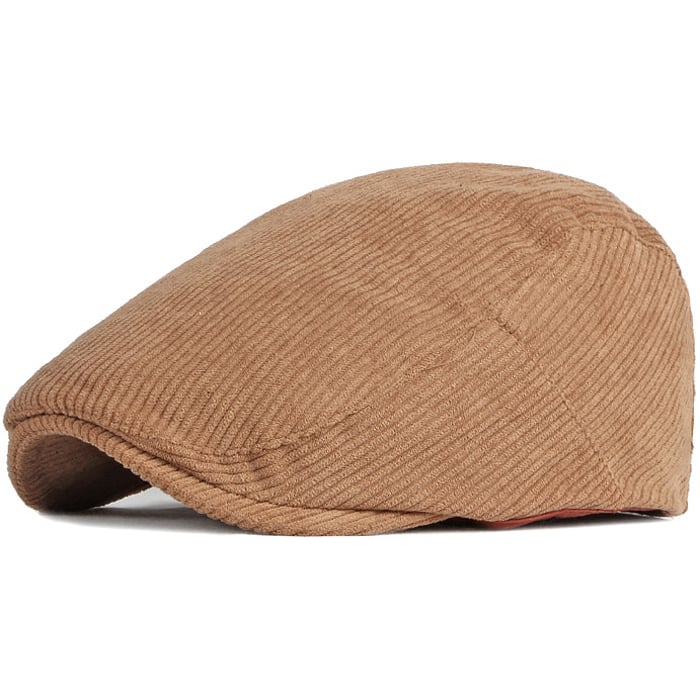 Kaufen Sie Stilvolle und robuste flache Kappe aus 100% Baumwollcord Camel für nur € 24,95 bei Henk ter Horst fashion