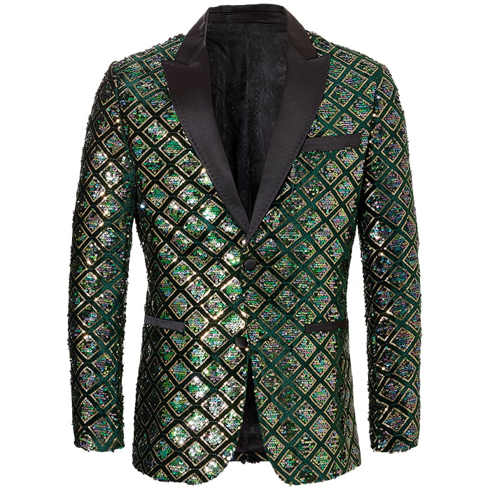 Kaufen Sie Henk ter Horst Festliche sakko Rautenmuster Pailletten schillernd glänzend Glitzer Smokingjacke Smokingjacke mit hochgeschnittenem Revers Petrol für nur 132,97 € bei Henk ter Horst fashion