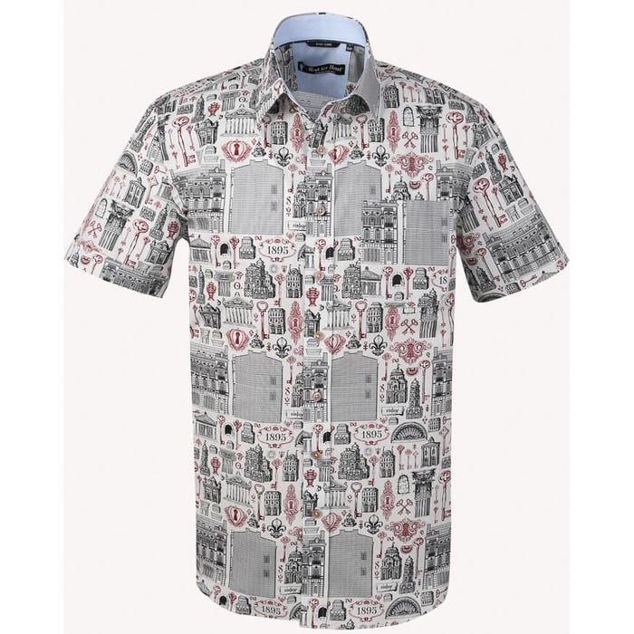 Kaufen Sie Henk ter Horst 100% Baumwolle Print Shirt Kurzarm Gebäude Off-white für nur 29,95 € bei Henk ter Horst fashion