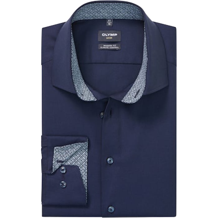 Kaufen Sie Olymp Luxor 24/Seven lange mouw modern fit overhemd Donkerblauw für nur 89,95 € bei Henk ter Horst fashion