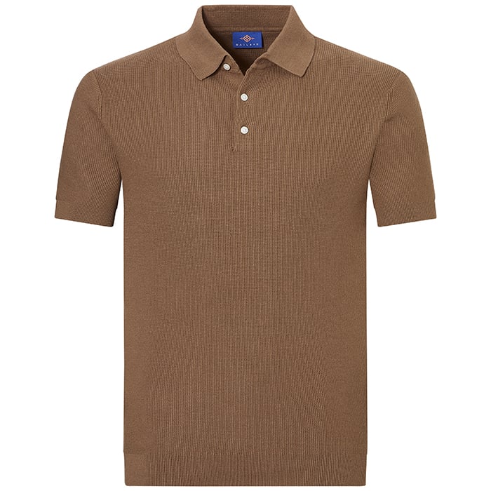 Kaufen Sie Baileys uni gebreide polo met korte mouw - 100% katoen Bruin für nur 45,50 € bei Henk ter Horst fashion