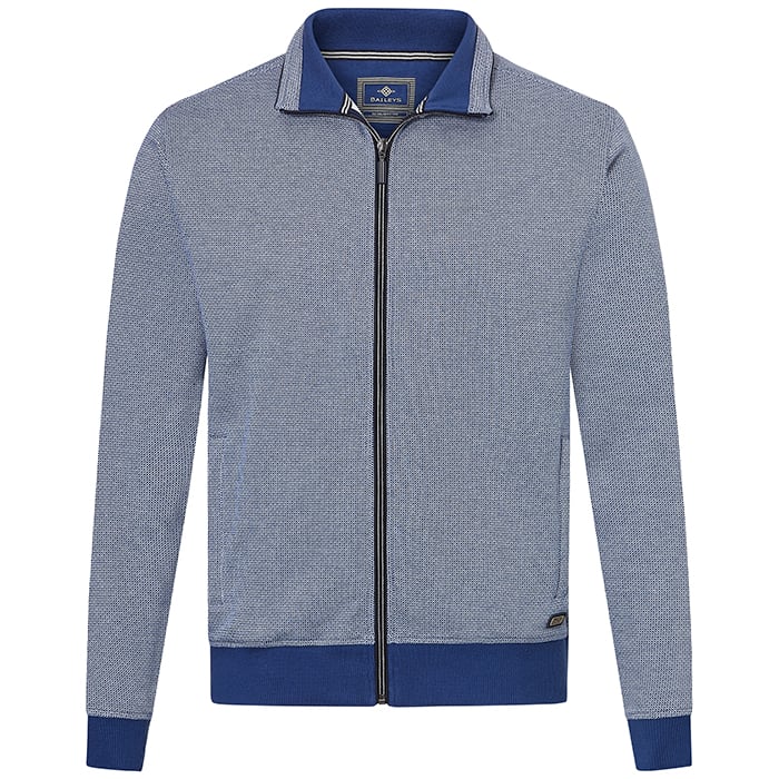 Kaufen Sie Baileys 100% Baumwolle Strickjacke mit Reißverschluss fein gepunktet Blau für nur 129,50 € bei Henk ter Horst fashion