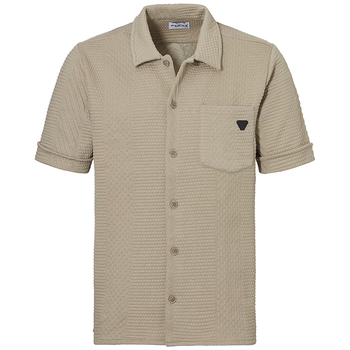 Kaufen Sie Flexx Uni overhemd met korte mouw - katoenmix - modern fit Beige für nur 79,95 € bei Henk ter Horst fashion