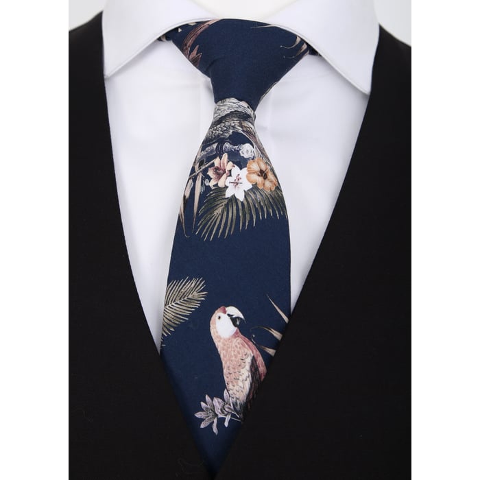 Kaufen Sie Henk ter Horst 100% katoenen stropdas met tropische boeket vogel print Donkerblauw für nur 39,95 € bei Henk ter Horst fashion