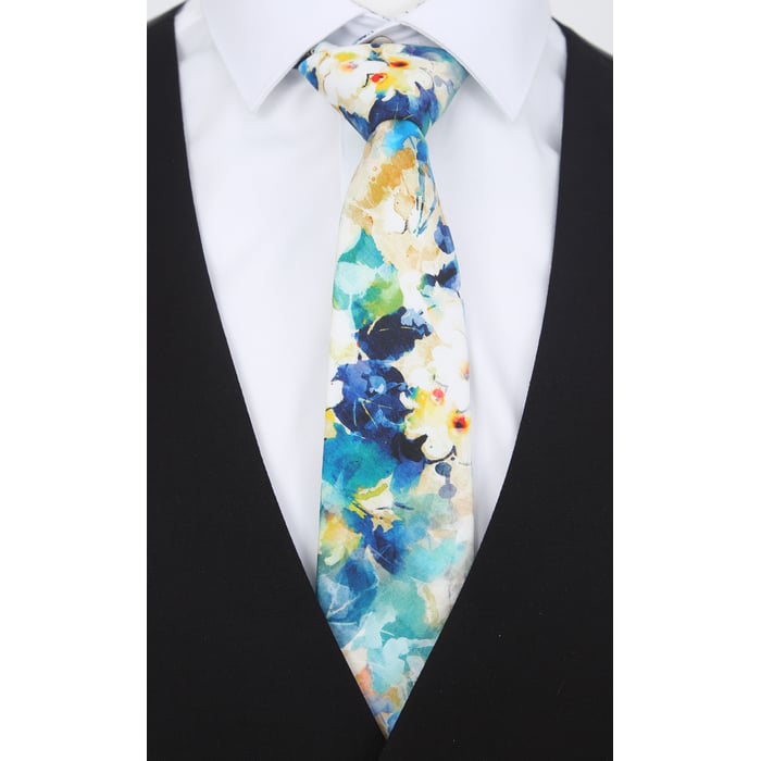 Kaufen Sie Henk ter Horst 100% katoenen stropdas met aquarel bloemen print Turquoise für nur 39,95 € bei Henk ter Horst fashion