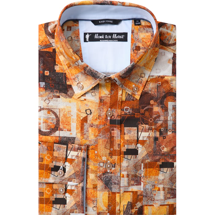 Kaufen Sie Henk ter Horst Freizeithemd | Grafischer Print | Orange-Braun | Button-Down für nur 79,95 € bei Henk ter Horst fashion