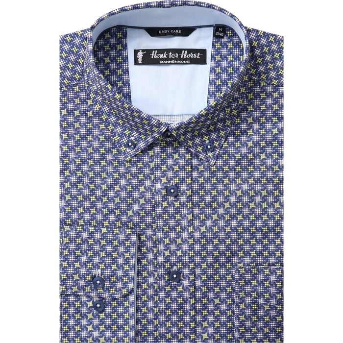 Kaufen Sie Henk ter Horst Casual Hemd | Grafischer Print | Dunkelblau-Gelb | 100% Baumwolle für nur 79,95 € bei Henk ter Horst fashion
