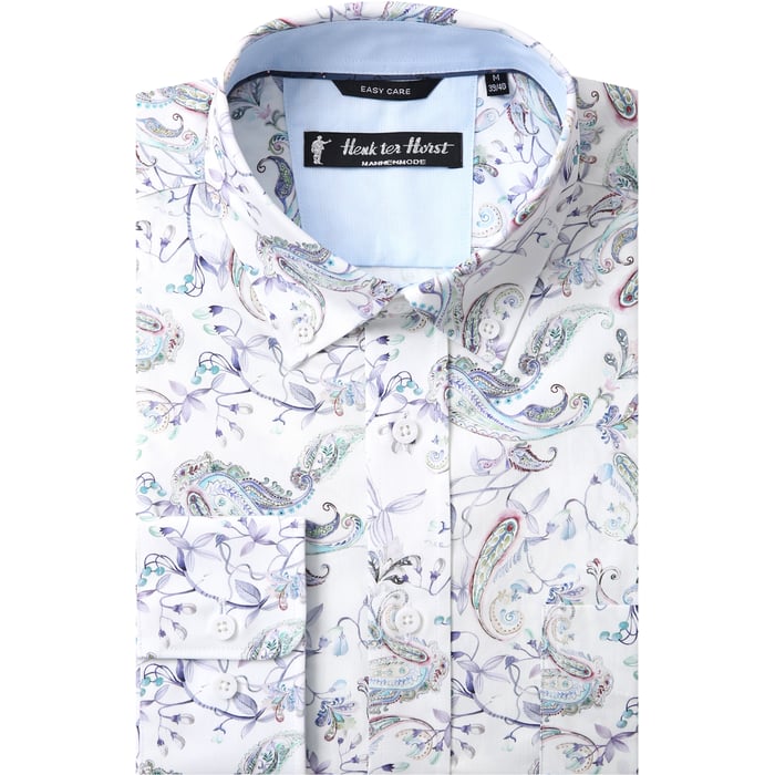 Kaufen Sie Henk ter Horst Langarmhemd | Paisley-Muster in Pastell | 100% Baumwolle | Weiß für nur 79,95 € bei Henk ter Horst fashion