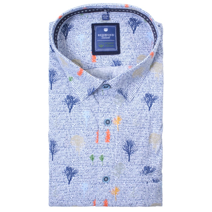 Kaufen Sie Redmond katoenen big men overhemd met lange mouw bomen print Blauw für nur 39,99 € bei Henk ter Horst fashion