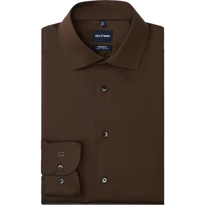 Kaufen Sie Olymp Luxor Hemd modern fit Dunkelbraun für nur 79,95 € bei Henk ter Horst fashion