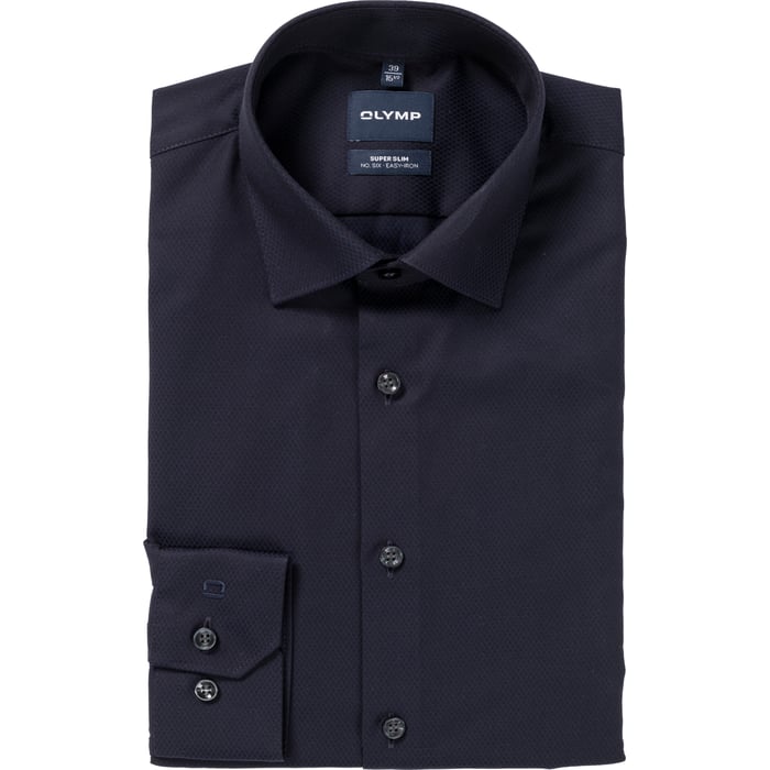 Kaufen Sie OLYMP No. Six Hemd | Dunkelblau | Strukturmuster | Bügelfrei | Extra lange Ärmel für nur 79,95 € bei Henk ter Horst fashion
