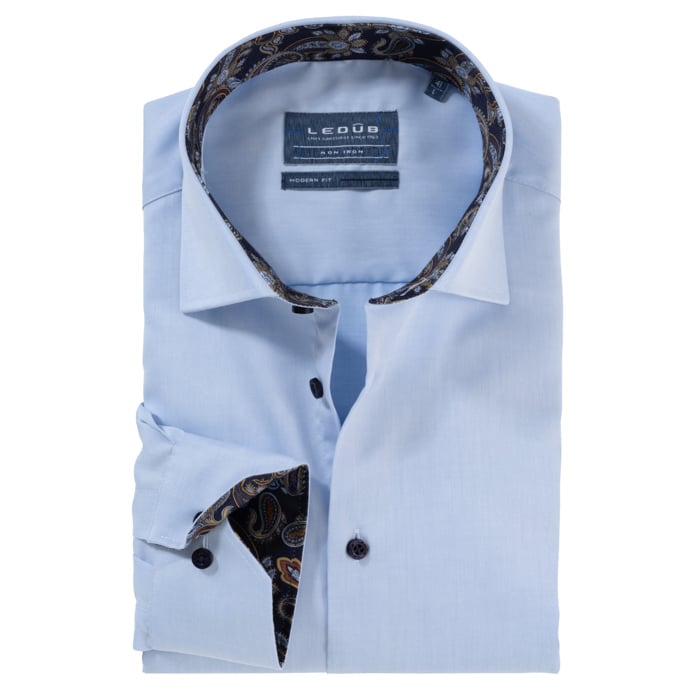 Kaufen Sie Ledûb overhemd met lange mouw modern fit speciale uitvoering Middenblauw  Donkerblauw für nur 89,95 € bei Henk ter Horst fashion