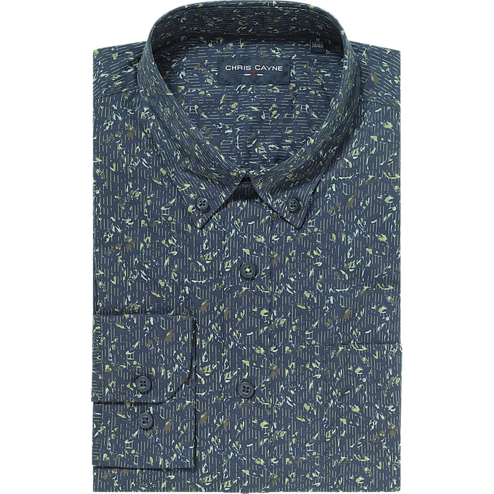 Kaufen Sie Chris Cayne Freizeithemd | Grafisches Muster | Button-down | Dunkelgrün für nur 39,95 € bei Henk ter Horst fashion