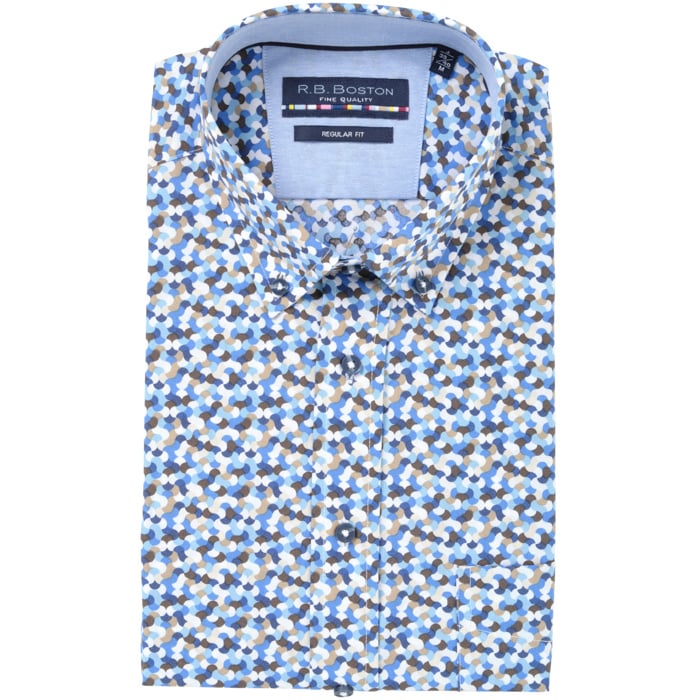 Kaufen Sie R.B. Boston korte mouw gevlekt overhemd Camel für nur € 39,95 bei Henk ter Horst fashion