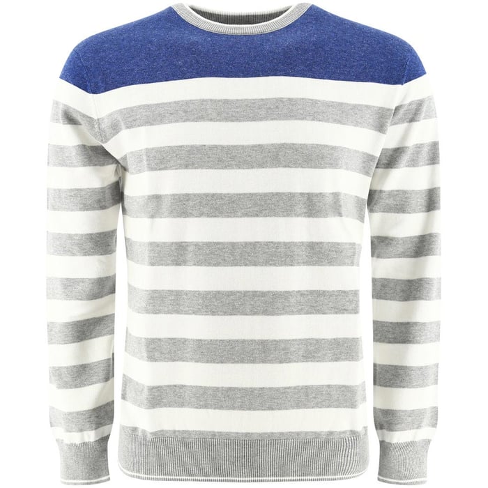 Kaufen Sie Baileys Gestreifter Herrenpullover aus Baumwolle mit Rundhalsausschnitt, Grau für nur  bei Henk ter Horst fashion