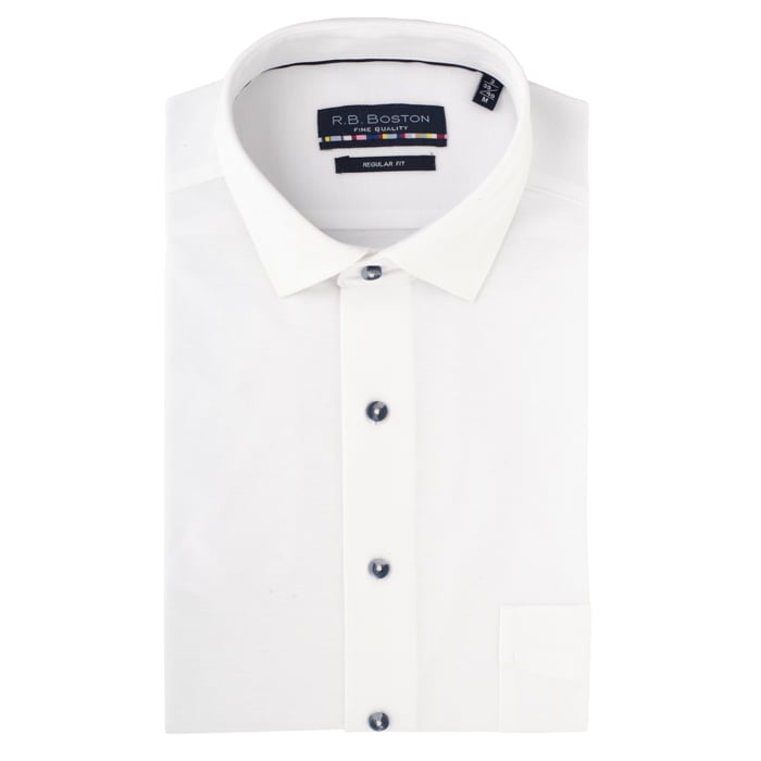 Kaufen Sie R.B. Boston Dynamic Flex Stretch Modern Fit Baumwollmischung Kurzarmhemd mit Kentkragen Weiß für nur 89,95 € bei Henk ter Horst fashion