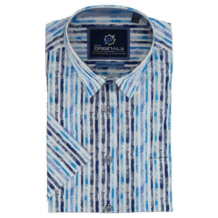 Kaufen Sie GCM Originals Shirt Kurzarm Streifen Print blau für nur 39,95 € bei Henk ter Horst fashion
