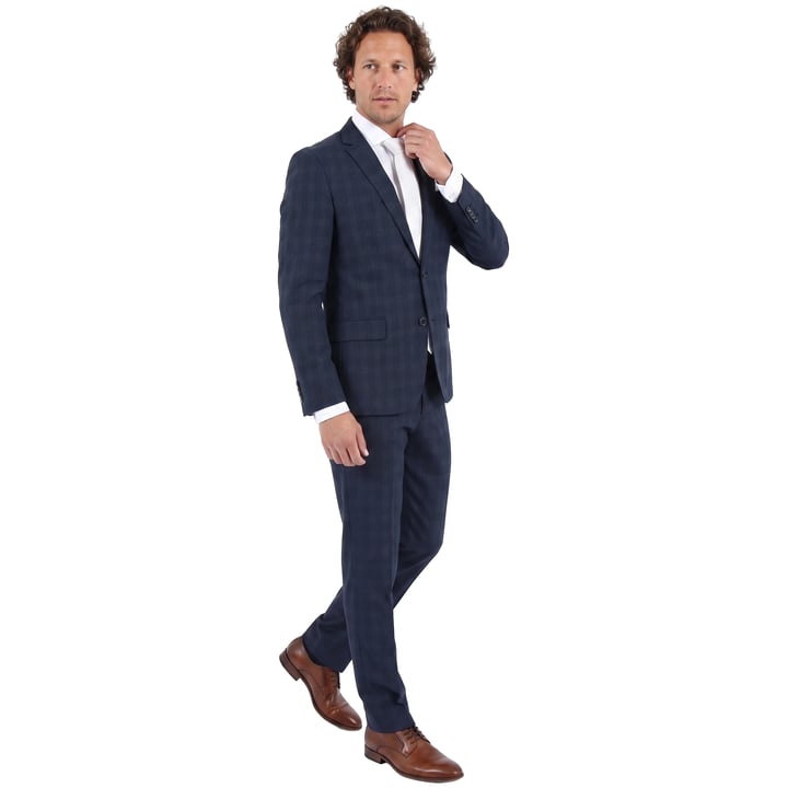 Kaufen Sie Kariertes slim fit dunkelblau Anzug für nur 299,95 € bei Henk ter Horst fashion