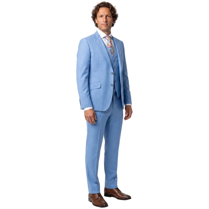 Kaufen Sie Henk ter Horst 3-teiliges Herrenkostüm tropisch meliert Hellblau für nur € 299,95 bei Henk ter Horst fashion