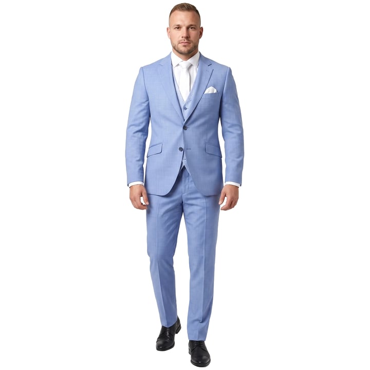 Kaufen Sie Wilvorst green wedding 3-delig scheerwol trouwkostuum met gewerkt gilet Blauw für nur 899,95 € bei Henk ter Horst fashion