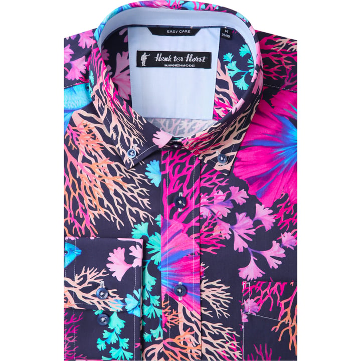 Kaufen Sie Henk ter Horst Langarmhemd | Korallen & Fisch Print | Fuchsia | 100% Baumwolle für nur 79,95 € bei Henk ter Horst fashion