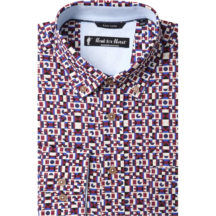 Kaufen Sie Henk ter Horst Freizeithemd | Geometrischer Print | Button-down | Bordeaux-Blau für nur 79,95 € bei Henk ter Horst fashion