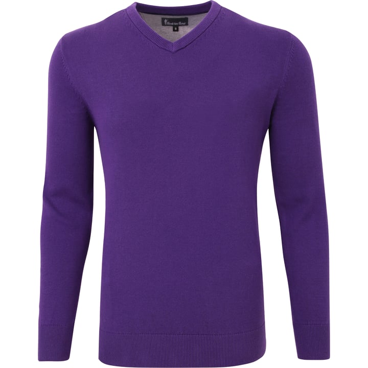 Henk ter Horst Herren V-Ausschnitt Pullover | 100% Baumwolle | Lila