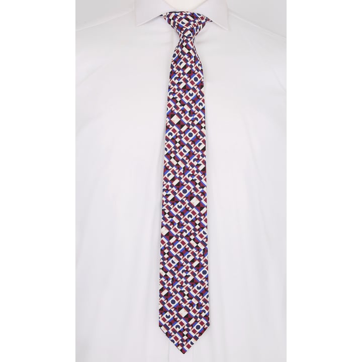 Henk ter Horst Krawatte | Geometrischer Print | Bordeaux & Blau