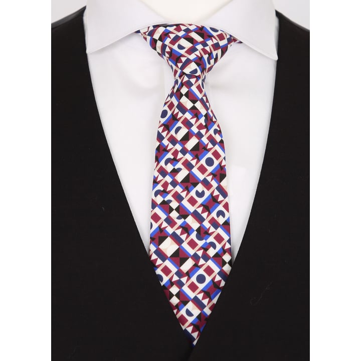 Henk ter Horst Krawatte | Geometrischer Print | Bordeaux & Blau