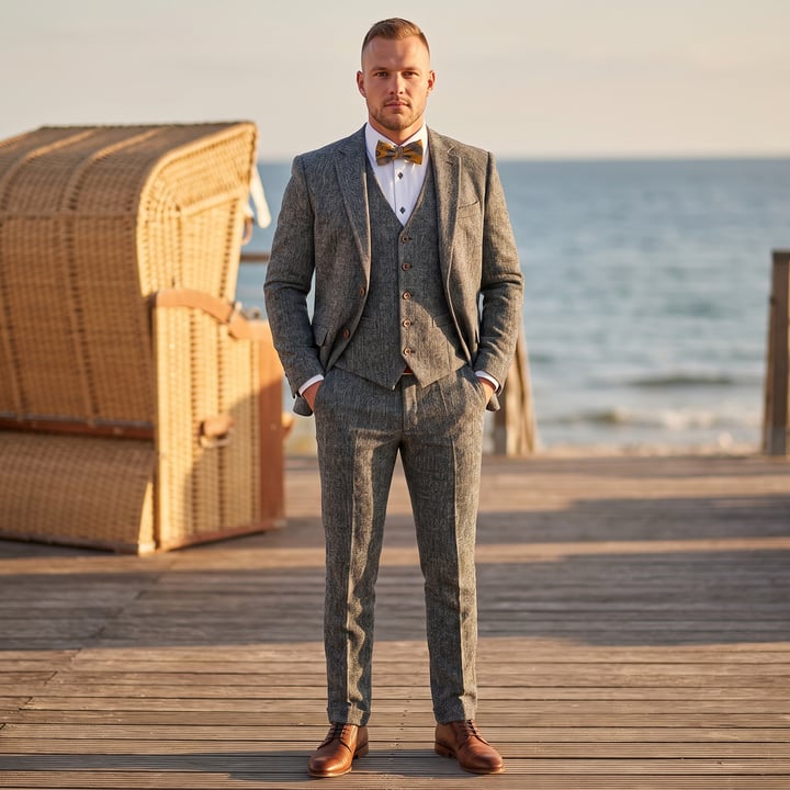 Kaufen Sie 3-teiliger Anzug von Henk ter Horst, Tweed, Blau  für nur € 299,95 bei Henk ter Horst fashion
