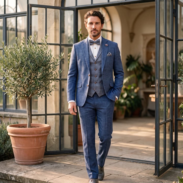 Kaufen Sie 3-teiliger Hochzeitsanzug von Atelier Torino, Schurwolle/Leinen, Dunkelblau  für nur € 749,95 bei Henk ter Horst fashion