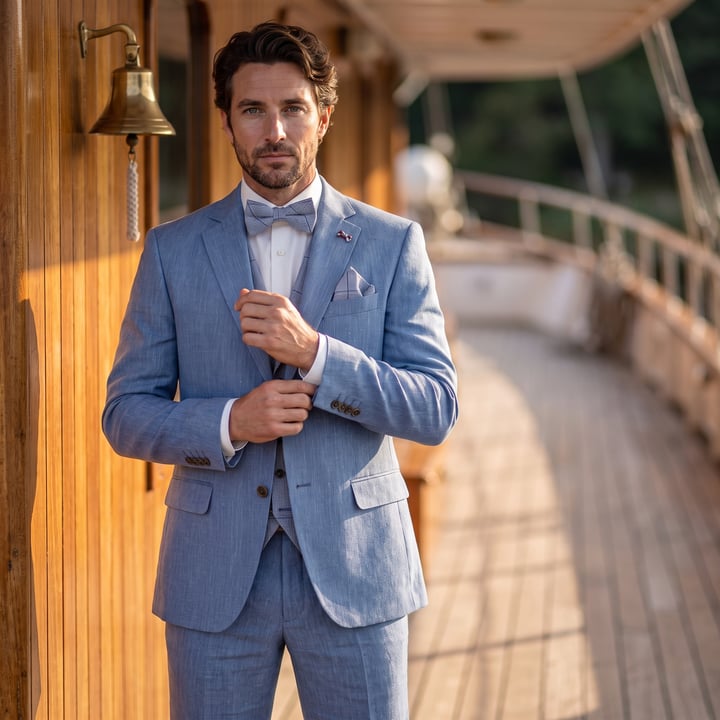 Kaufen Sie Atelier Torino 3-teiliger Leinenanzug mit Karoweste Blau für nur € 949,95 bei Henk ter Horst fashion