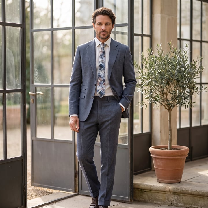 Kaufen Sie Henk ter Horst Zweiteiliger Anzug Blau | Fischgrät | Modern Fit | Woll-Mix | Hose mit Gummizug für nur 499,95 € bei Henk ter Horst fashion