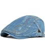 Flache Mütze aus Denim Denim-Mütze mit Kontrastnähten Hellblau
